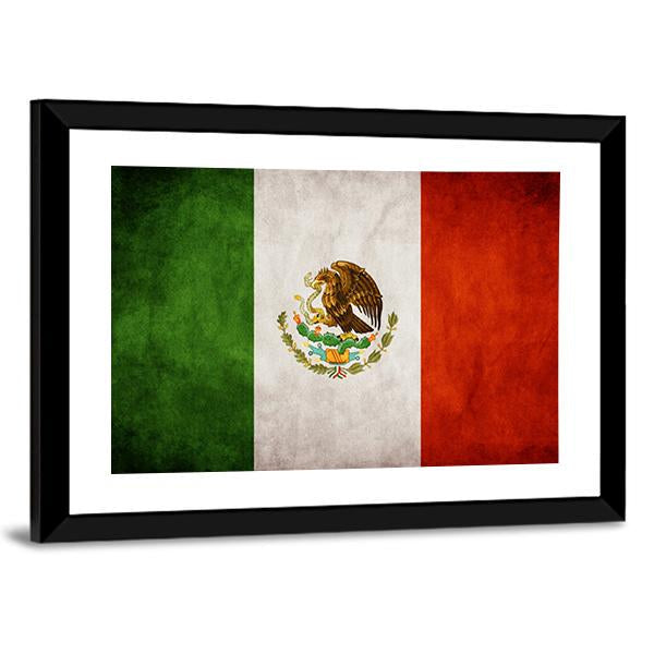Mexican Flag Canvas Wall Art-1 Piece-Framed Print-20" x 16"-Tiaracle