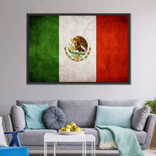 Mexican Flag Canvas Wall Art-3 Horizontal-Gallery Wrap-25" x 16"-Tiaracle