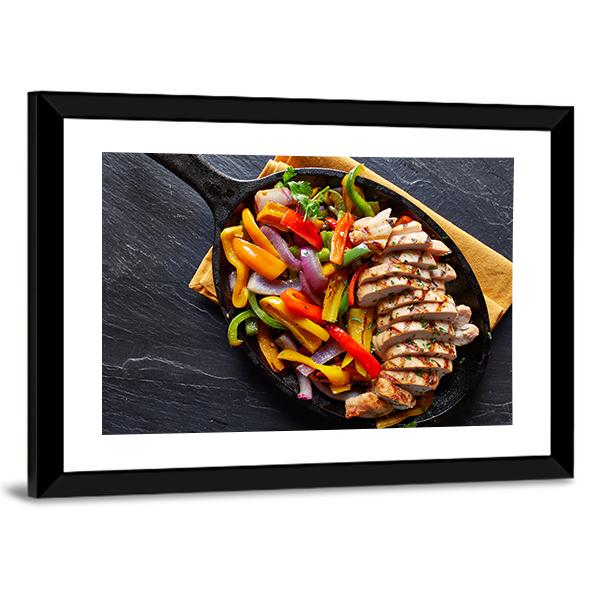 Mexican Grilled Chicken Fajitas Canvas Wall Art-1 Piece-Framed Print-20" x 16"-Tiaracle