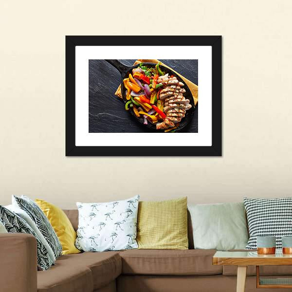 Mexican Grilled Chicken Fajitas Canvas Wall Art-3 Horizontal-Gallery Wrap-25" x 16"-Tiaracle