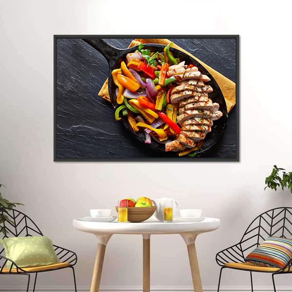 Mexican Grilled Chicken Fajitas Canvas Wall Art-3 Horizontal-Gallery Wrap-25" x 16"-Tiaracle