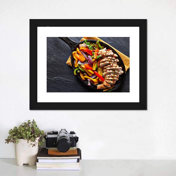 Mexican Grilled Chicken Fajitas Canvas Wall Art-3 Horizontal-Gallery Wrap-25" x 16"-Tiaracle