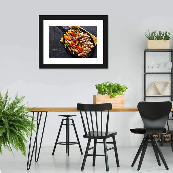 Mexican Grilled Chicken Fajitas Canvas Wall Art-3 Horizontal-Gallery Wrap-25" x 16"-Tiaracle