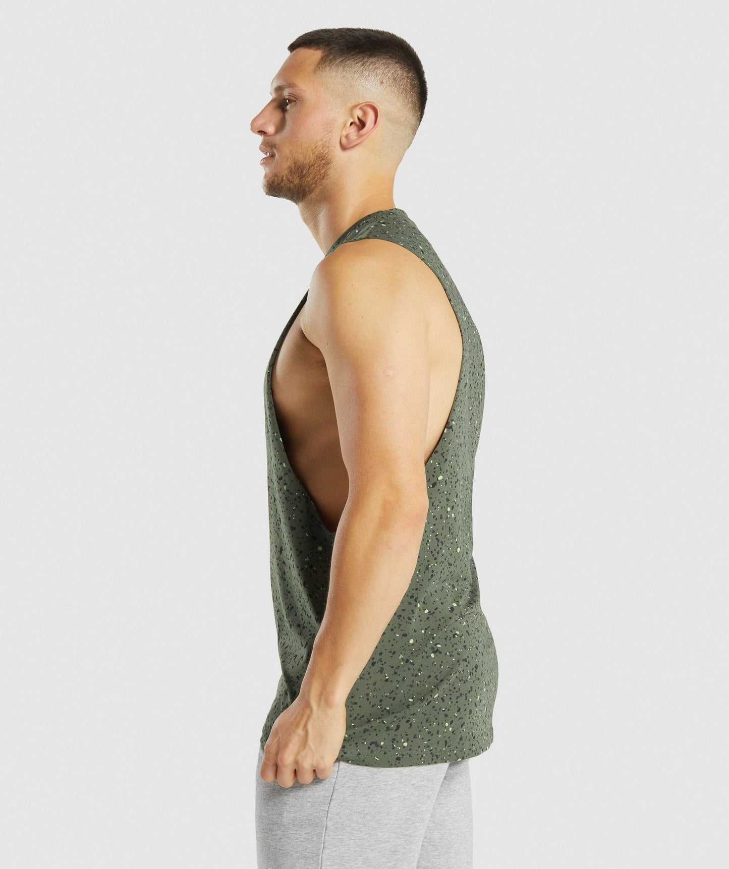 Gymshark Micro Print Drop Arm Tank - Green