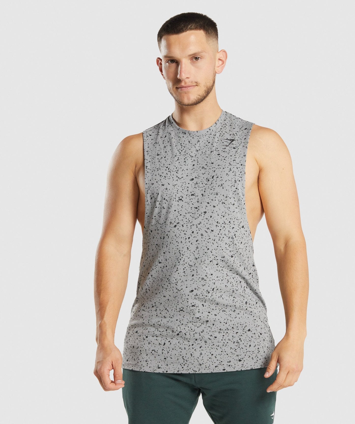 Gymshark Micro Print Drop Arm Tank - Grey