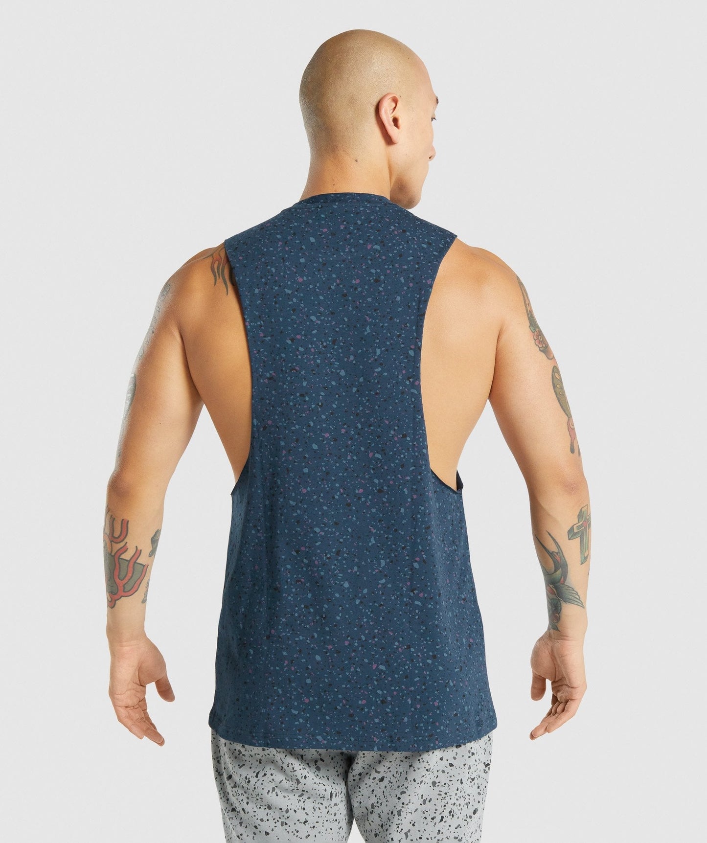 Gymshark Micro Print Drop Arm Tank - Navy