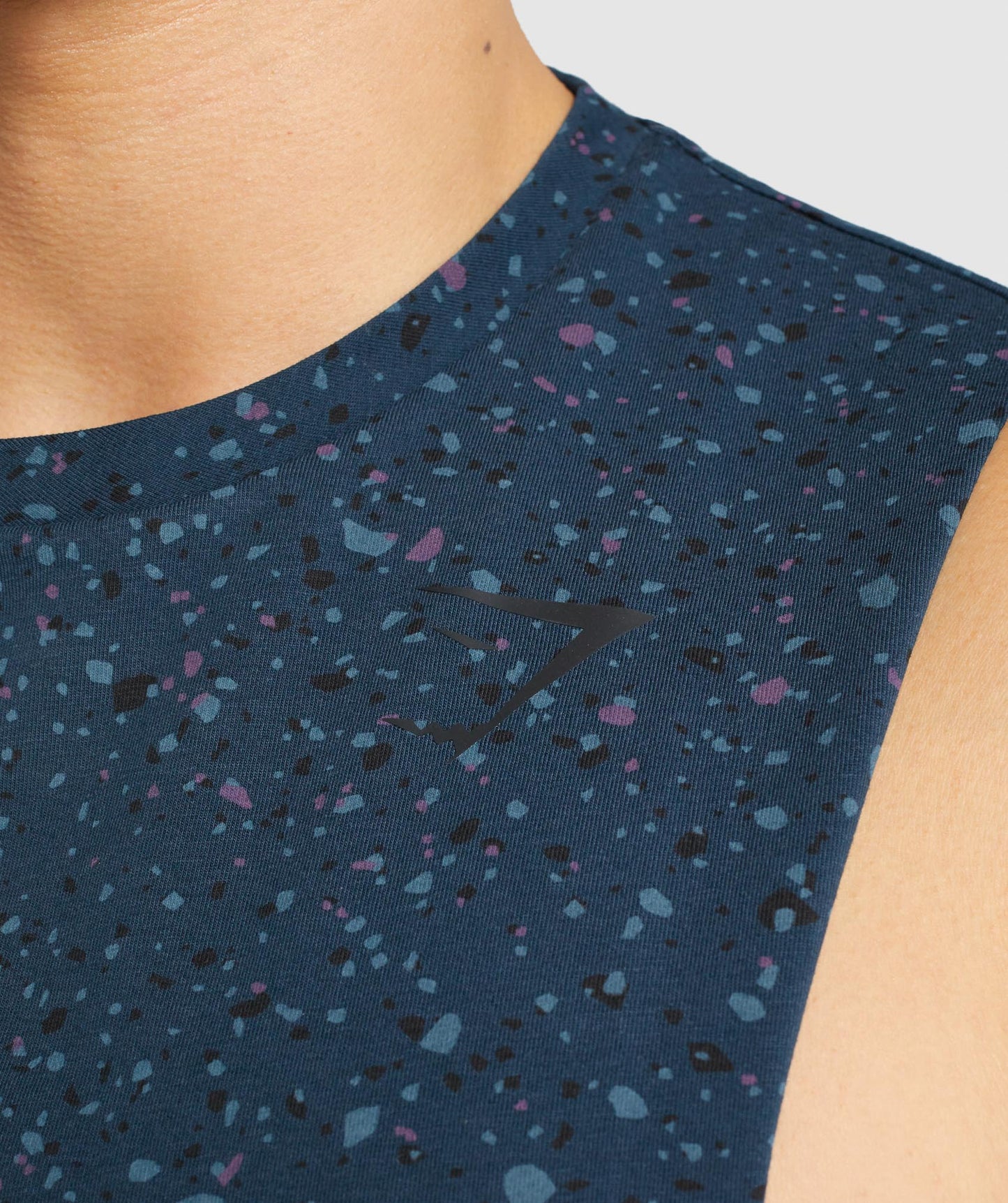 Gymshark Micro Print Drop Arm Tank - Navy