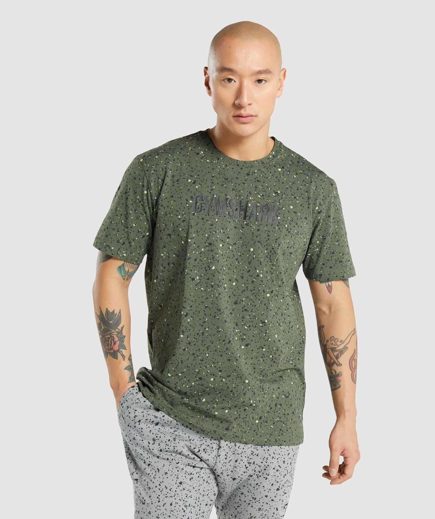Gymshark Micro Print T-Shirt - Green Print
