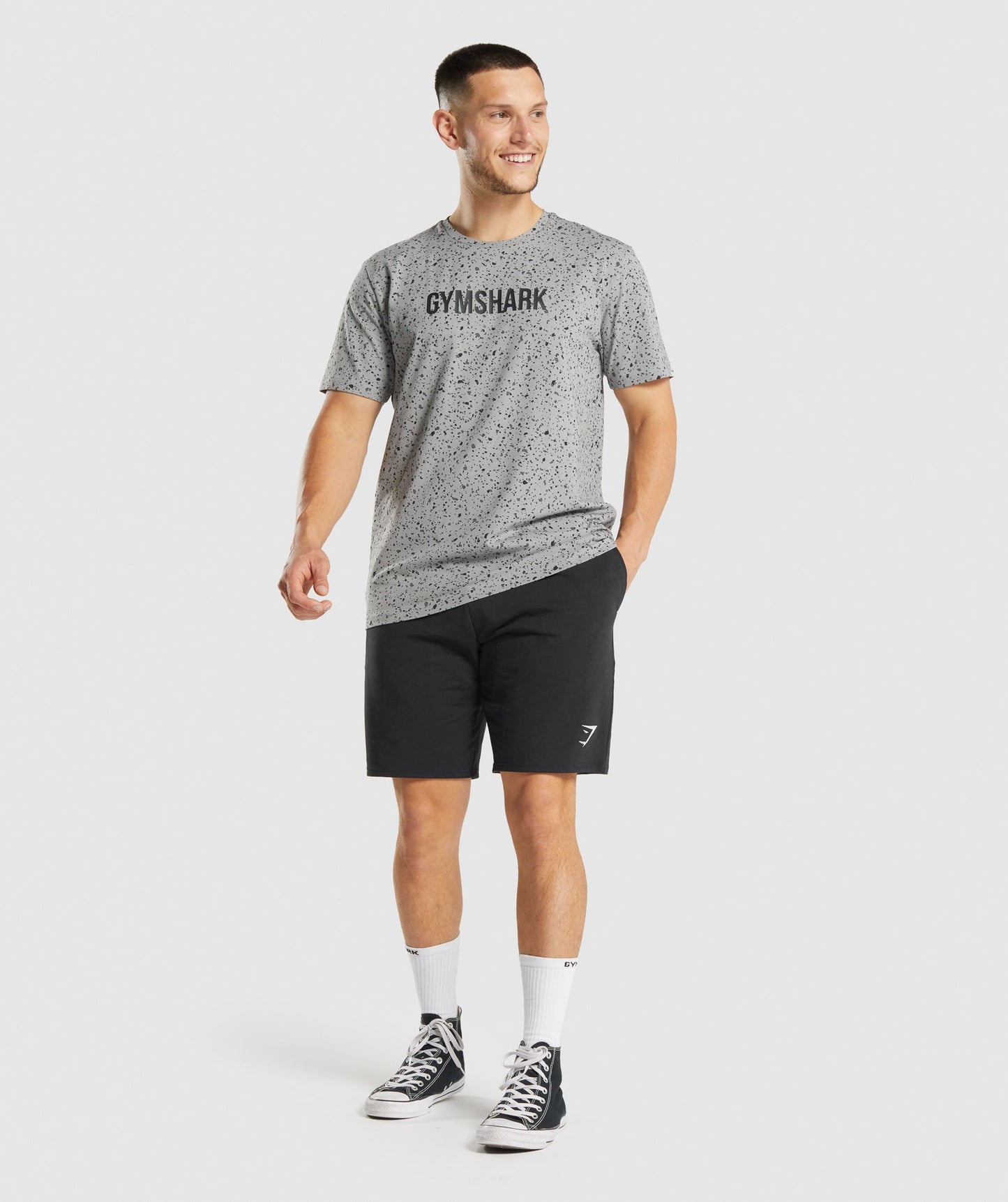 Gymshark Micro Print T-Shirt - Light Grey