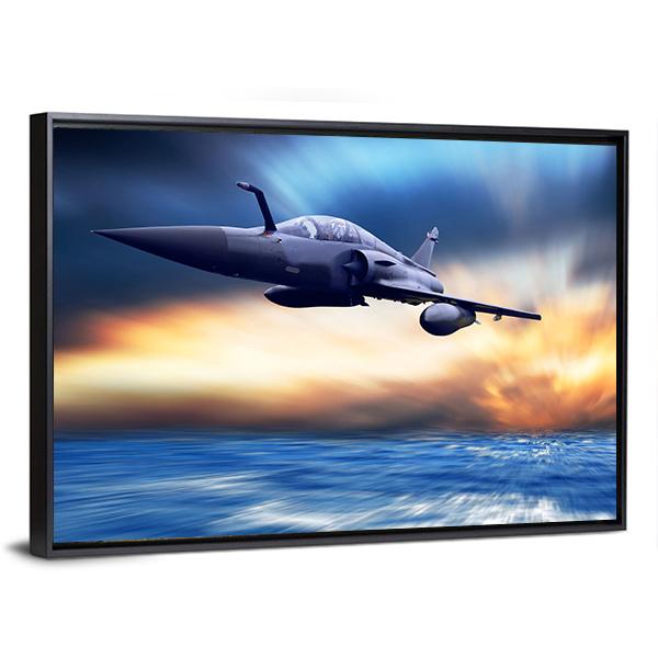 Military Airplane On Speed Canvas Wall Art-3 Horizontal-Gallery Wrap-25" x 16"-Tiaracle
