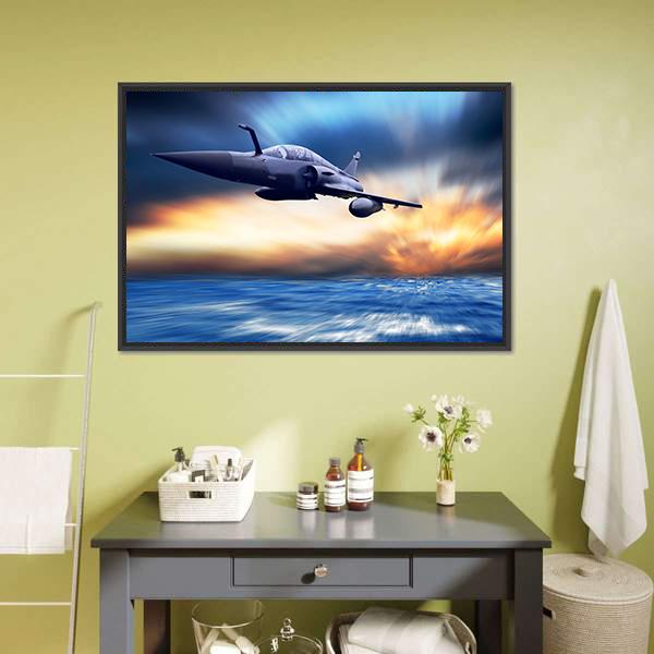Military Airplane On Speed Canvas Wall Art-3 Horizontal-Gallery Wrap-25" x 16"-Tiaracle