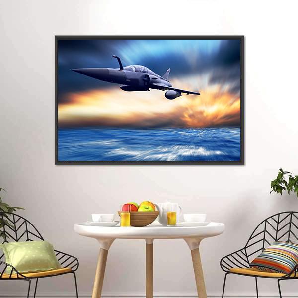 Military Airplane On Speed Canvas Wall Art-3 Horizontal-Gallery Wrap-25" x 16"-Tiaracle