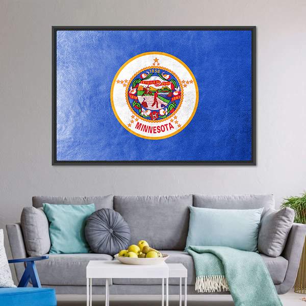 Minnesota Flag Canvas Wall Art-3 Horizontal-Gallery Wrap-25" x 16"-Tiaracle