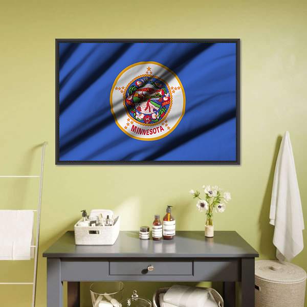 Minnesota Waving Flag Canvas Wall Art-3 Horizontal-Gallery Wrap-25" x 16"-Tiaracle