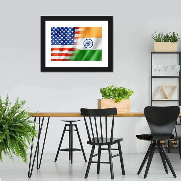 Mixed USA & Indian Flag Canvas Wall Art-3 Horizontal-Gallery Wrap-25" x 16"-Tiaracle