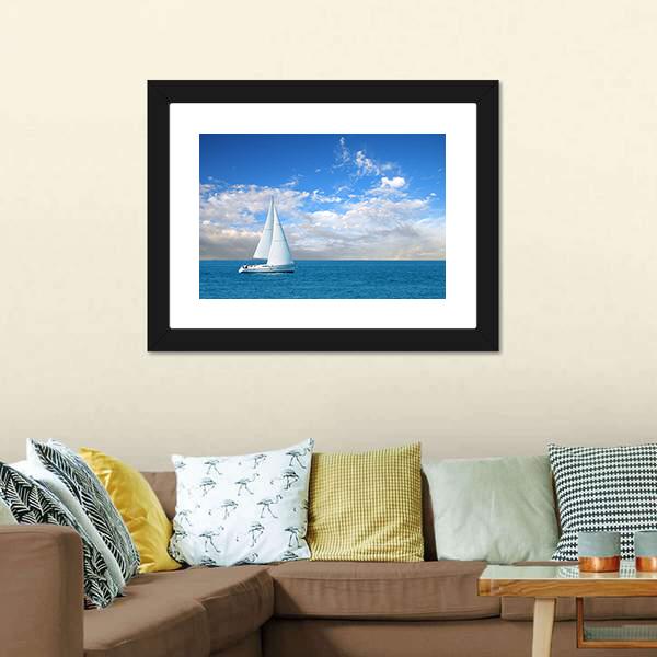 Modern Sail Boat Canvas Wall Art-3 Horizontal-Gallery Wrap-25" x 16"-Tiaracle