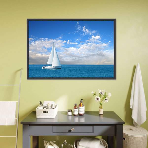 Modern Sail Boat Canvas Wall Art-3 Horizontal-Gallery Wrap-25" x 16"-Tiaracle