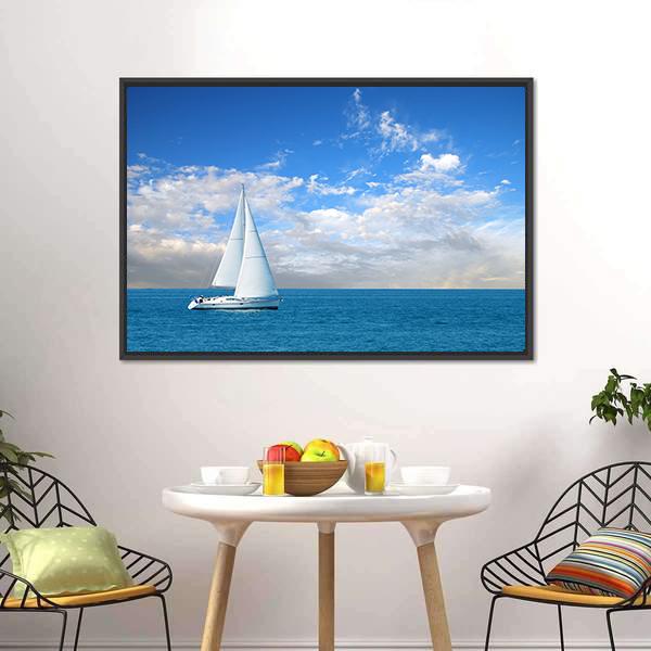 Modern Sail Boat Canvas Wall Art-3 Horizontal-Gallery Wrap-25" x 16"-Tiaracle