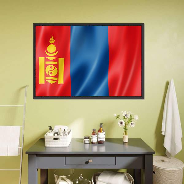 Mongolia Flag Canvas Wall Art-3 Horizontal-Gallery Wrap-25" x 16"-Tiaracle