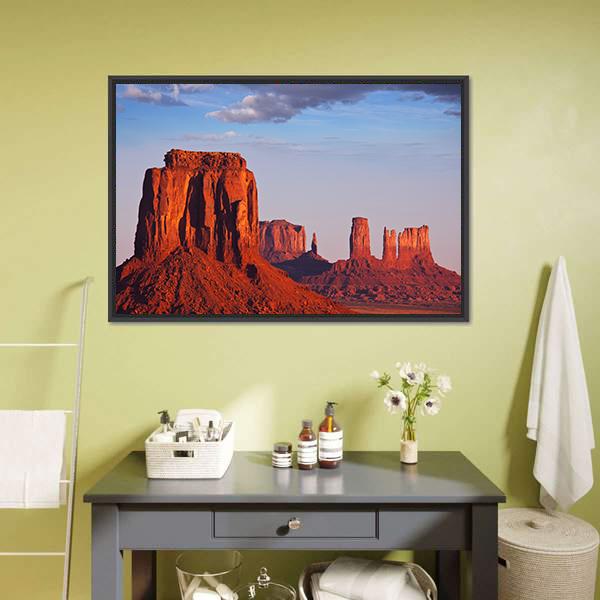 Monument Valley In Utah Canvas Wall Art-3 Horizontal-Gallery Wrap-25" x 16"-Tiaracle