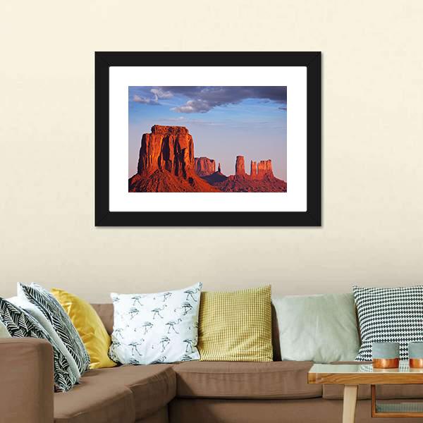 Monument Valley In Utah Canvas Wall Art-3 Horizontal-Gallery Wrap-25" x 16"-Tiaracle