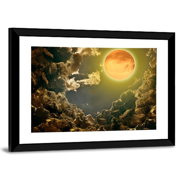 Moon In Dark Clouds Canvas Wall Art-3 Horizontal-Gallery Wrap-25" x 16"-Tiaracle