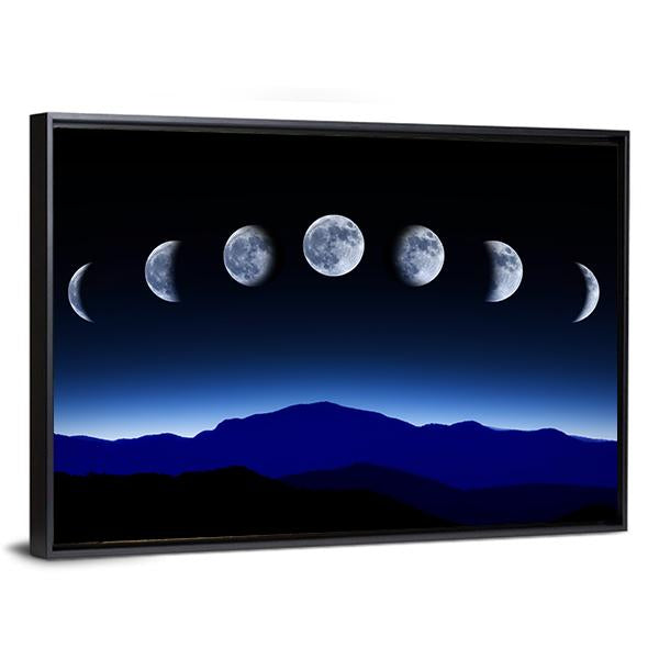 Moon Lunar Cycle Canvas Wall Art-3 Horizontal-Gallery Wrap-25" x 16"-Tiaracle