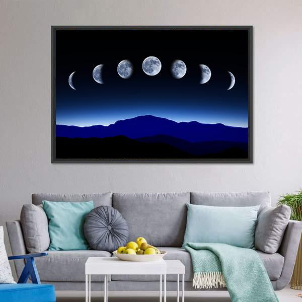 Moon Lunar Cycle Canvas Wall Art-3 Horizontal-Gallery Wrap-25" x 16"-Tiaracle