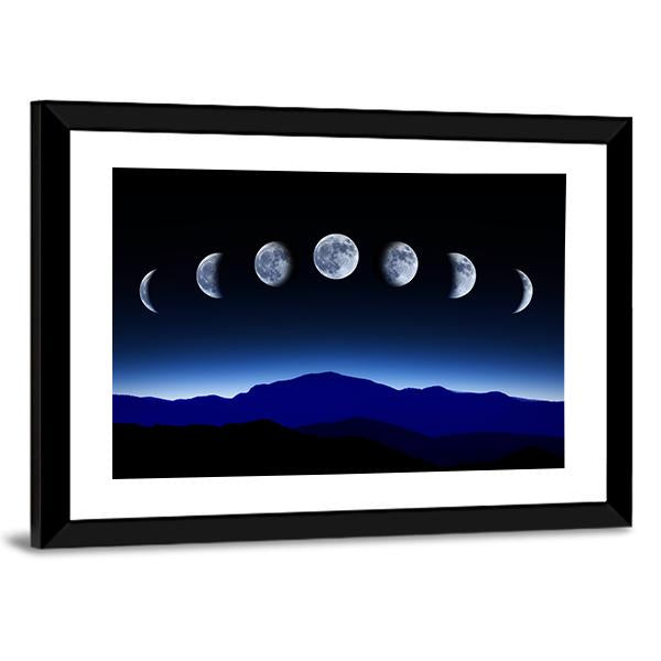 Moon Lunar Cycle Canvas Wall Art-3 Horizontal-Gallery Wrap-25" x 16"-Tiaracle