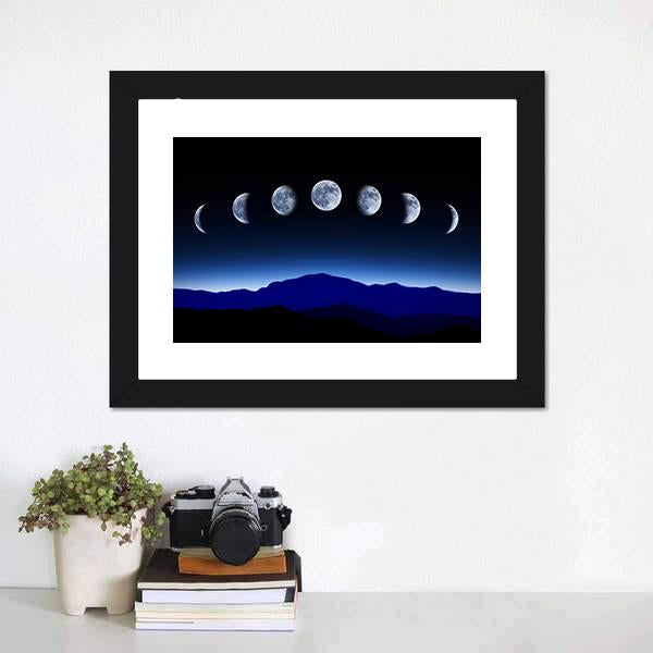 Moon Lunar Cycle Canvas Wall Art-3 Horizontal-Gallery Wrap-25" x 16"-Tiaracle