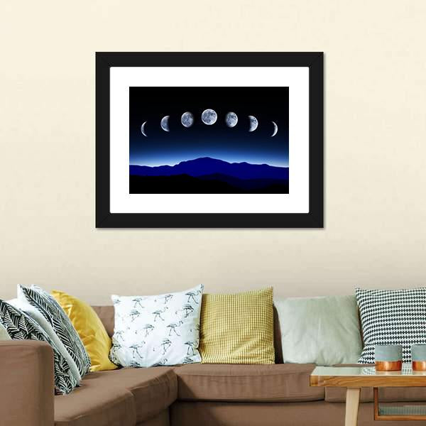 Moon Lunar Cycle Canvas Wall Art-3 Horizontal-Gallery Wrap-25" x 16"-Tiaracle