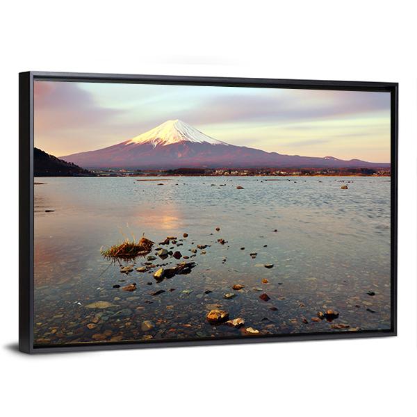 Morning At Fuji Mountain Canvas Wall Art-3 Horizontal-Gallery Wrap-25" x 16"-Tiaracle