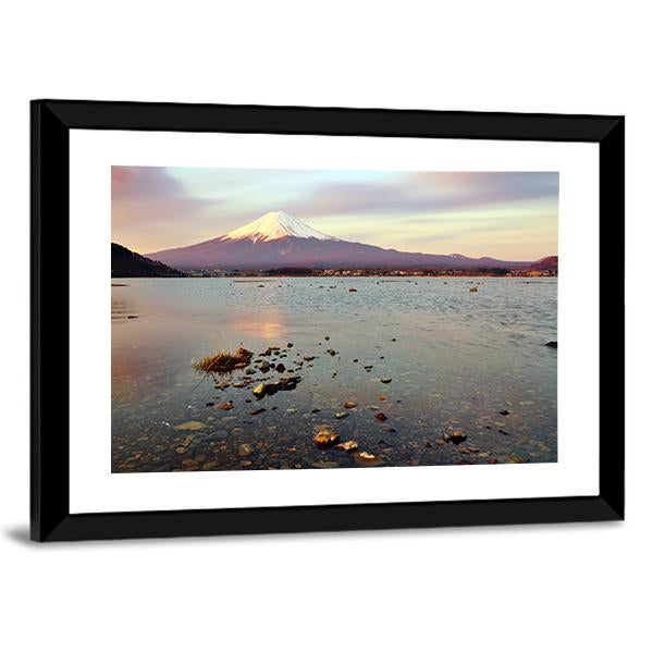 Morning At Fuji Mountain Canvas Wall Art-3 Horizontal-Gallery Wrap-25" x 16"-Tiaracle