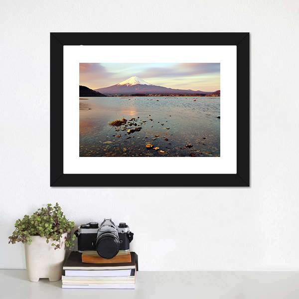 Morning At Fuji Mountain Canvas Wall Art-3 Horizontal-Gallery Wrap-25" x 16"-Tiaracle