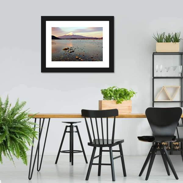 Morning At Fuji Mountain Canvas Wall Art-3 Horizontal-Gallery Wrap-25" x 16"-Tiaracle