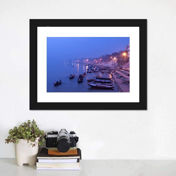 Morning On Ganges River Canvas Wall Art-3 Horizontal-Gallery Wrap-25" x 16"-Tiaracle