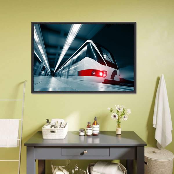 Motion Blurred Train Canvas Wall Art-3 Horizontal-Gallery Wrap-25" x 16"-Tiaracle