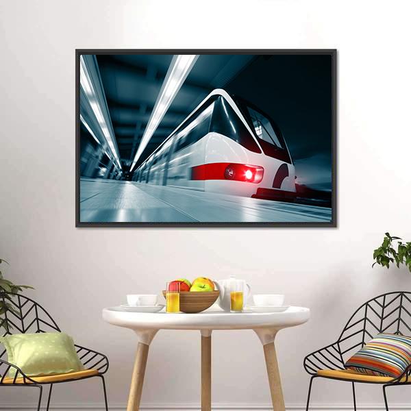 Motion Blurred Train Canvas Wall Art-3 Horizontal-Gallery Wrap-25" x 16"-Tiaracle