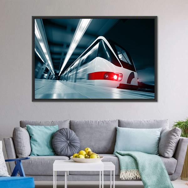 Motion Blurred Train Canvas Wall Art-3 Horizontal-Gallery Wrap-25" x 16"-Tiaracle