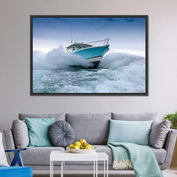 Motor Boat Jump Canvas Wall Art-3 Horizontal-Gallery Wrap-25" x 16"-Tiaracle