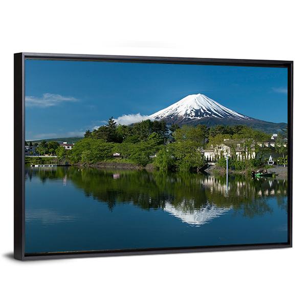 Mount Fuji From Lake Canvas Wall Art-3 Horizontal-Gallery Wrap-25" x 16"-Tiaracle