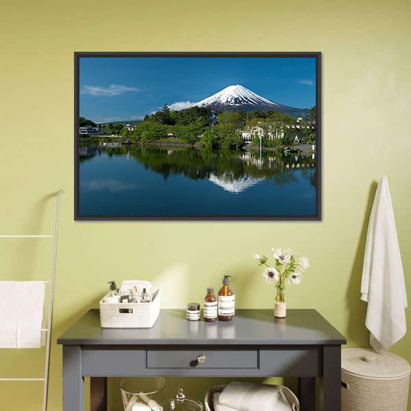 Mount Fuji From Lake Canvas Wall Art-3 Horizontal-Gallery Wrap-25" x 16"-Tiaracle