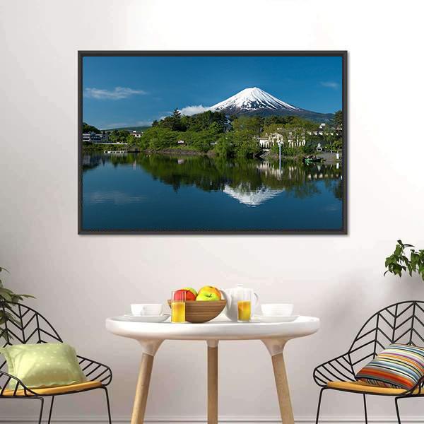 Mount Fuji From Lake Canvas Wall Art-3 Horizontal-Gallery Wrap-25" x 16"-Tiaracle