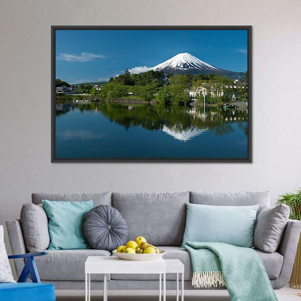 Mount Fuji From Lake Canvas Wall Art-3 Horizontal-Gallery Wrap-25" x 16"-Tiaracle