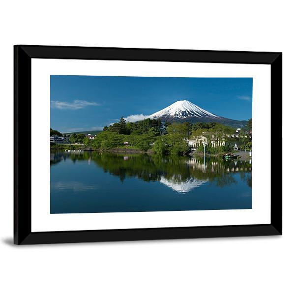 Mount Fuji From Lake Canvas Wall Art-3 Horizontal-Gallery Wrap-25" x 16"-Tiaracle