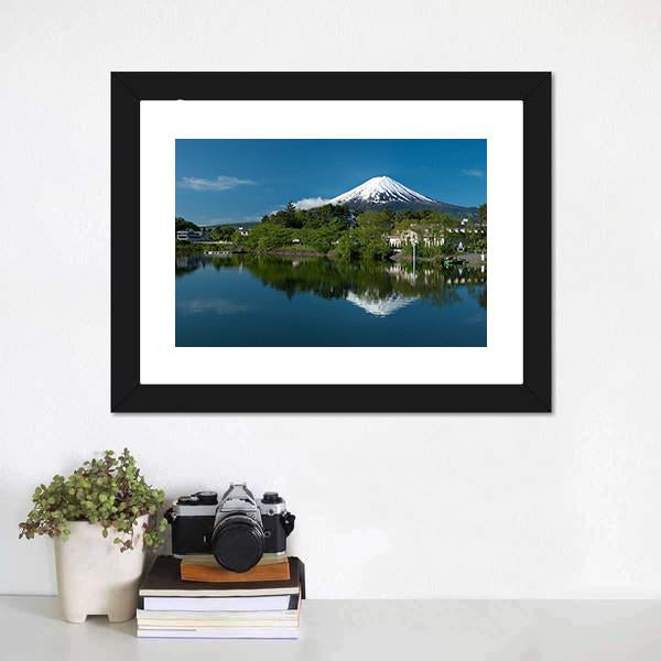 Mount Fuji From Lake Canvas Wall Art-3 Horizontal-Gallery Wrap-25" x 16"-Tiaracle