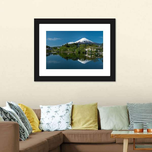 Mount Fuji From Lake Canvas Wall Art-3 Horizontal-Gallery Wrap-25" x 16"-Tiaracle