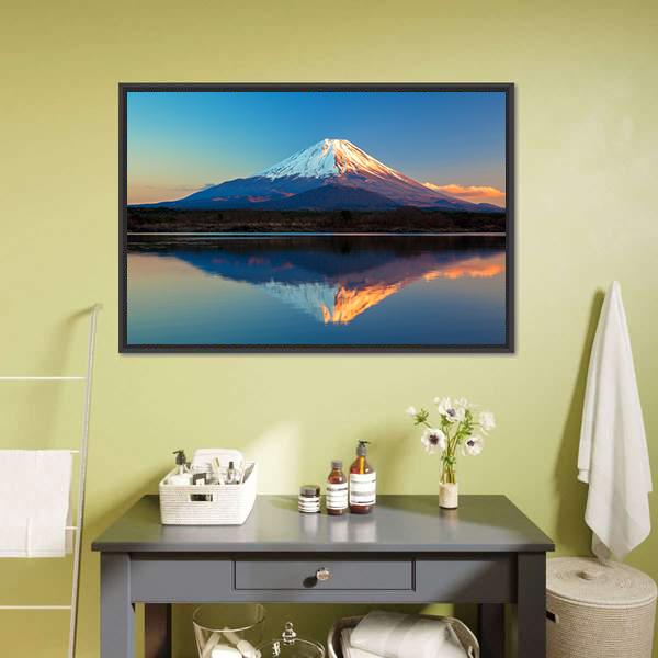 Mount Fuji & Lake Shoji Canvas Wall Art-3 Horizontal-Gallery Wrap-25" x 16"-Tiaracle