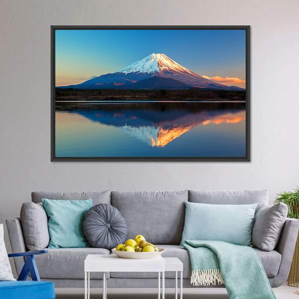 Mount Fuji & Lake Shoji Canvas Wall Art-3 Horizontal-Gallery Wrap-25" x 16"-Tiaracle