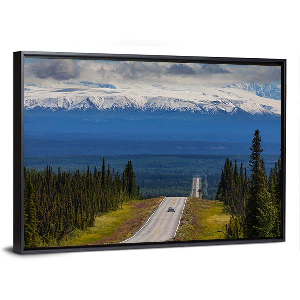 Mountain Road Alaska Canvas Wall Art-3 Horizontal-Gallery Wrap-25" x 16"-Tiaracle